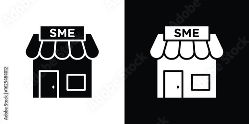 SME icon collection. Black and white filled vector illustration.