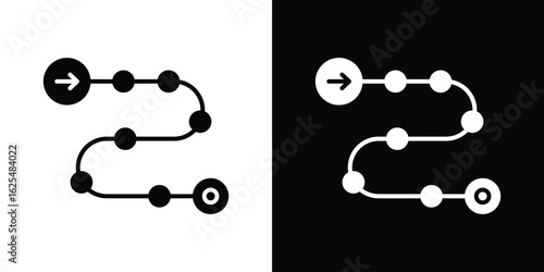 Roadmap icon collection. Black and white filled vector illustration.