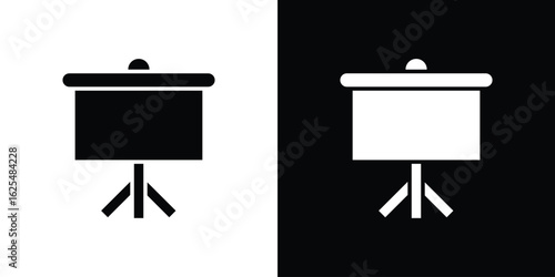 Presentation board icon collection. Black and white filled vector illustration.