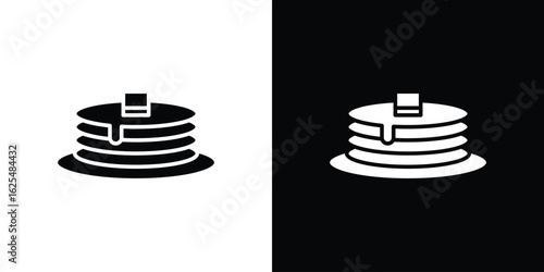 pancakes icon collection. Black and white filled vector illustration.
