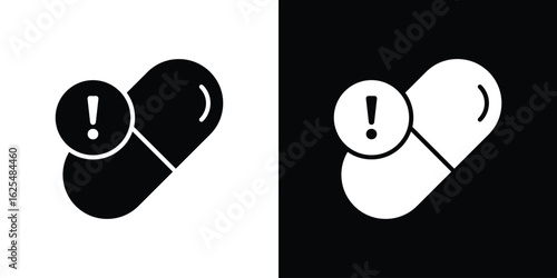 Overdose icon collection. Black and white filled vector illustration.