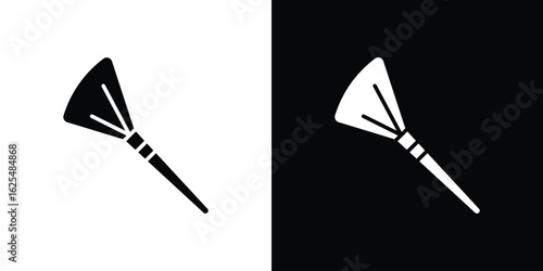 Makeup brush icon collection. Black and white filled vector illustration.