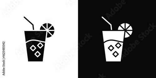 Lemonade icon collection. Black and white filled vector illustration.