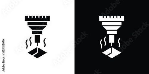 Laser machine icon collection. Black and white filled vector illustration.