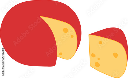 vibrant cartoon-style cheese illustration featuring a yellow cheese slice with round holes. Perfect for food blogs, recipe designs, dairy product promotions, and digital food art.