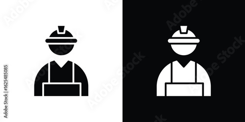 Labour icon collection. Black and white filled vector illustration.