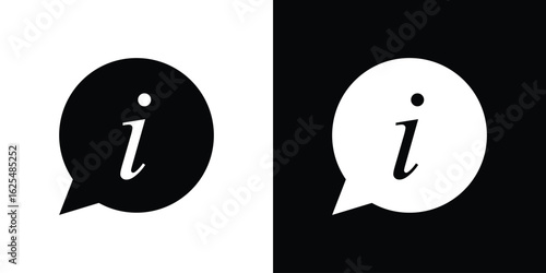 Information icon collection. Black and white filled vector illustration.