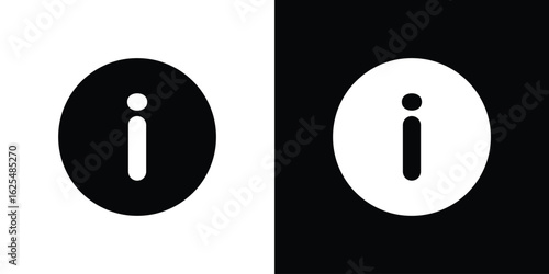 Info icon collection. Black and white filled vector illustration.