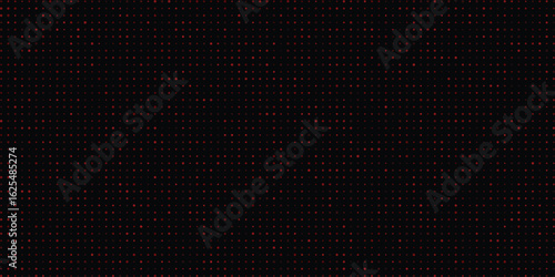 A digital matrix composed of red dots suggesting data flow and information processing against a dark background suitable for technological concepts