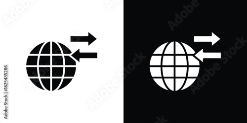 Import export icon collection. Black and white filled vector illustration.