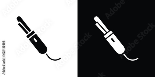 Hair curler icon collection. Black and white filled vector illustration.