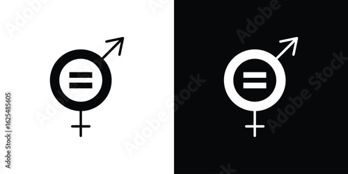 Gender equality icon collection. Black and white filled vector illustration.