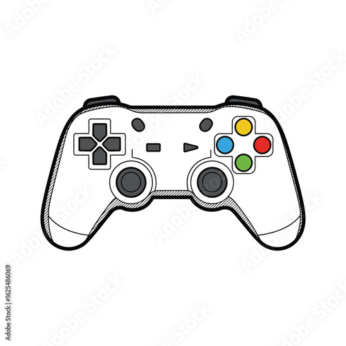 A simple illustration of a white video game controller.