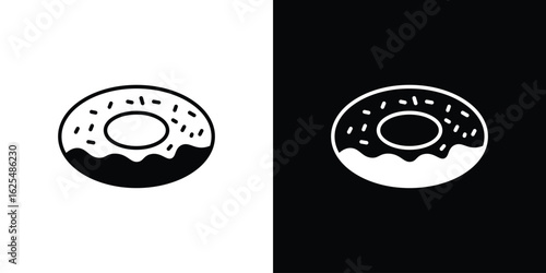 Doughnut icon collection. Black and white filled vector illustration.