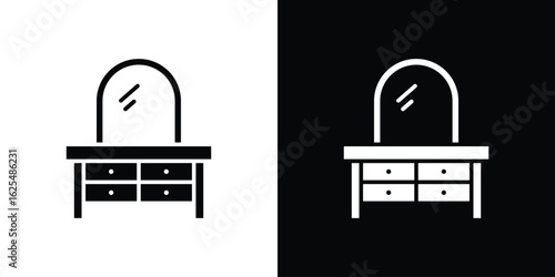 Dresser icon collection. Black and white filled vector illustration.