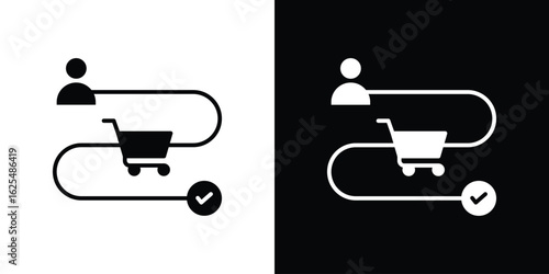 Customer journey icon collection. Black and white filled vector illustration.
