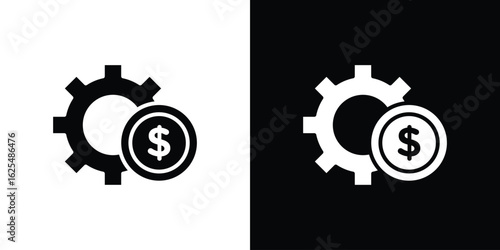 Costs optimization icon collection. Black and white filled vector illustration.