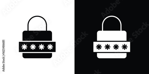 Code lock icon collection. Black and white filled vector illustration.