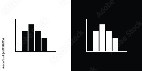 Chart histogram icon collection. Black and white filled vector illustration.