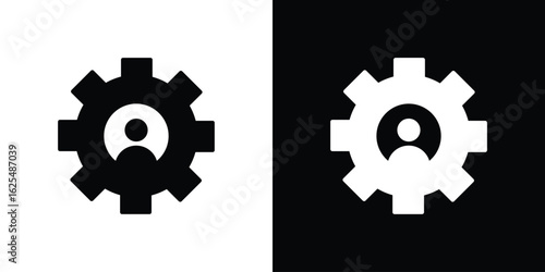 CRM icon collection. Black and white filled vector illustration.