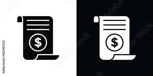 Billing icon collection. Black and white filled vector illustration.