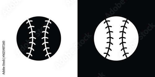 Baseball icon collection. Black and white filled vector illustration.