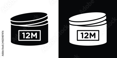 12M icon collection. Black and white filled vector illustration.