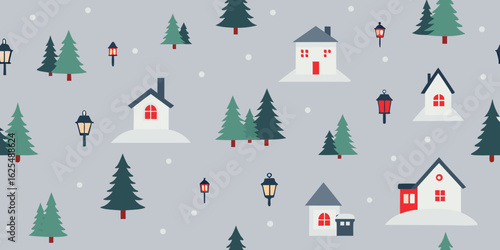 A magical winter scene with a decorated Christmas tree in a snowy forest, perfect for a holiday celebration design