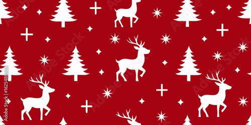 Christmas deer and snowflake seamless pattern illustration for festive winter holiday design