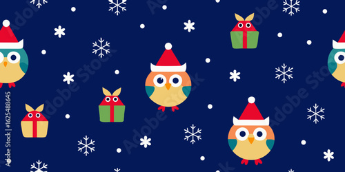 A cheerful Christmas card illustration featuring Santa Claus with a friendly snowman and a festive tree in a snowy winter scene