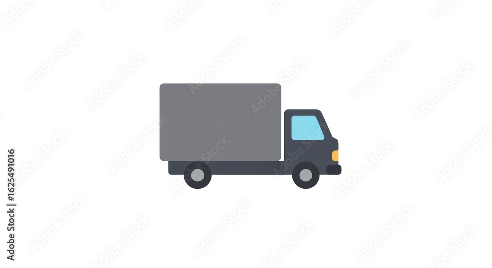 Fototapeta premium Isolated Gray Delivery Truck Icon on White Background, Transportation Concept
