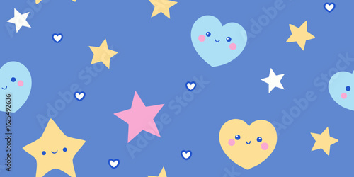 A beautiful seamless winter holiday pattern with stars and moon
