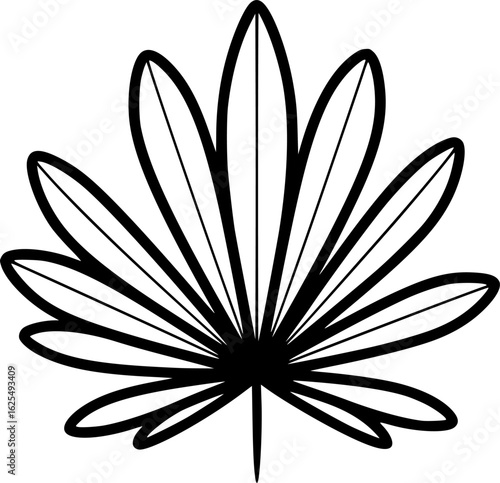 Fossil palm frond fan leaf outline icon vector

