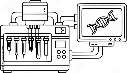 Gene sequencer outline icon vector
