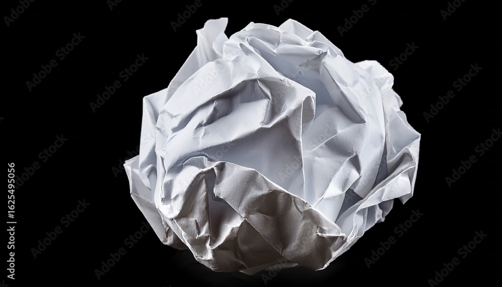 Obraz premium png crumpled white paper ball isolated on black background