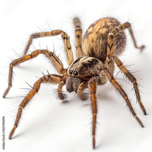 Tarantula Spider Macro Side View – Isolated on White Background with Hairy Detail