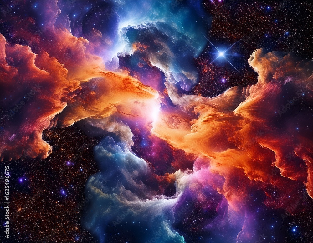 Fototapeta premium intricate cosmic nebula with vibrant gas and dust formations in deep space