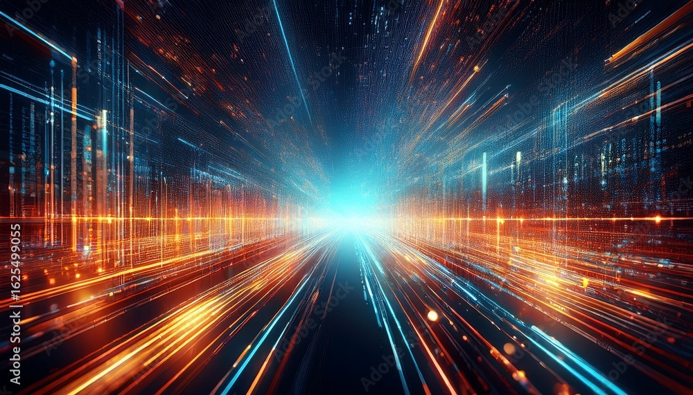 Obraz premium conceptual visualization of rapid digital data transfer