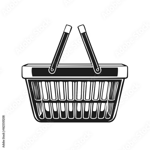 Isolated black shopping basket graphic for retail and market concepts