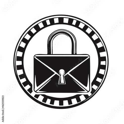 Secure Envelope Lock Symbol Represents Data Protection and Confidentiality in Digital Communication