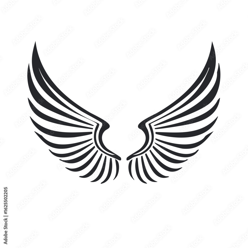 Fototapeta premium Stylized Black Angel Wings Emblem Emblem Symbol Graphic Design Element