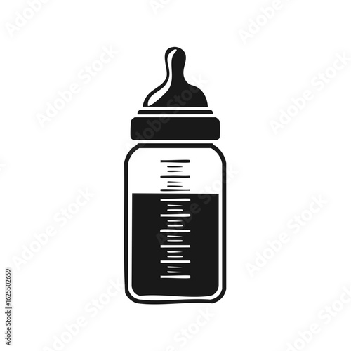 Baby feeding bottle graphic icon illustration for infant care and newborn nutrition