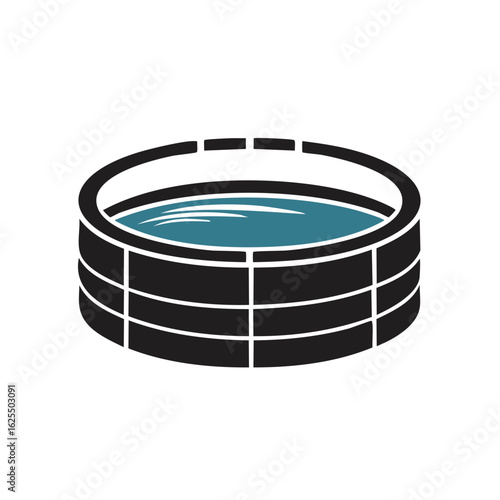 Simple graphic illustration of an above ground swimming pool filled with water