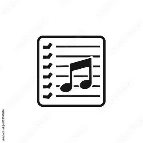 Simple black music notation with checkboxes on a list representing a song list or checklist