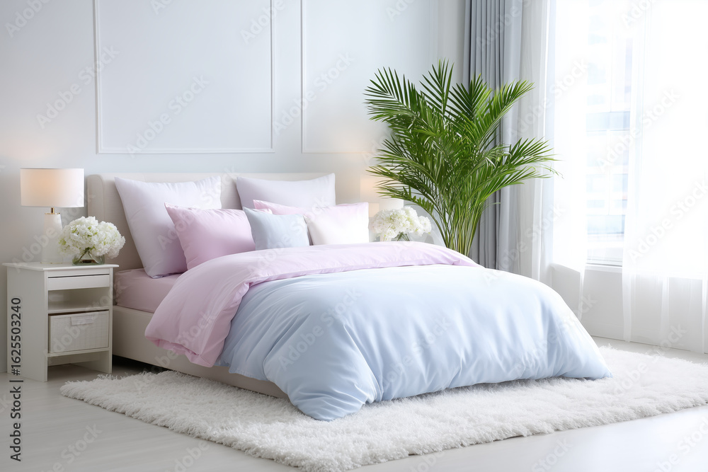 Fototapeta premium Modern bedroom in white tones