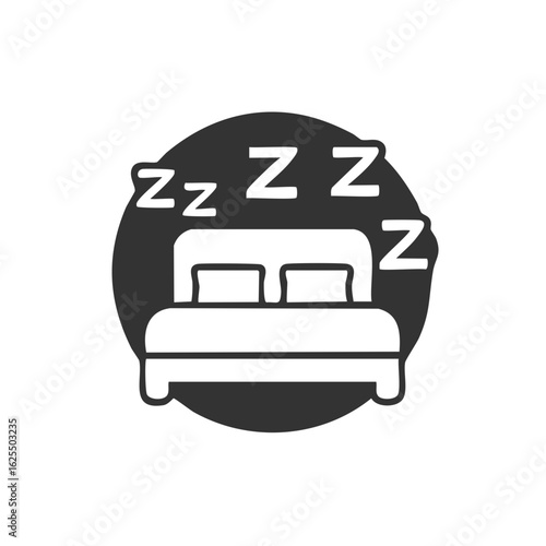 Bed with Pillows Icon Concept for Relaxing Sleep or Night Rest