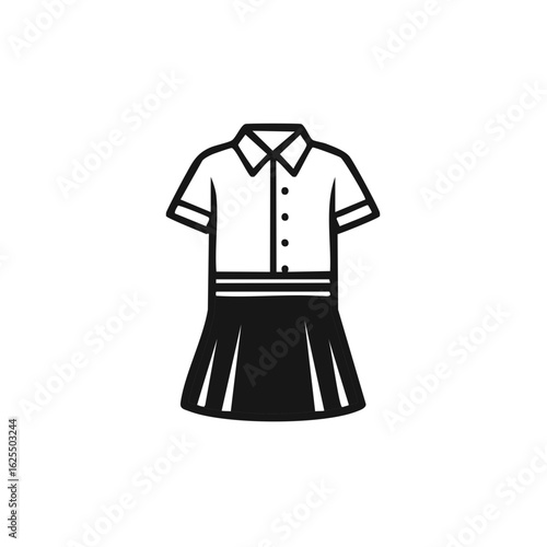 School uniform dress with collared shirt and pleated skirt icon