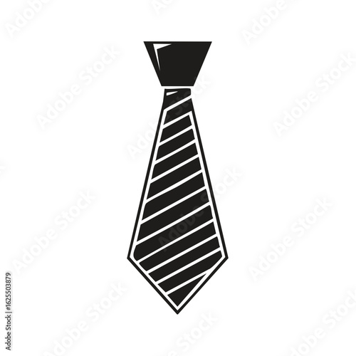 Simple striped necktie icon black and white vector graphic for business and formal wear
