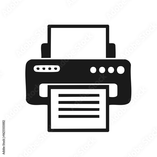Simple printer icon glyph vector illustration of office equipment printing a document