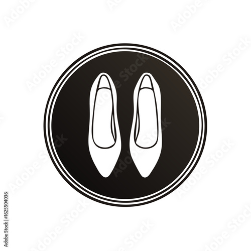 Top View of Elegant Women's High Heels in a Black Circle Icon
